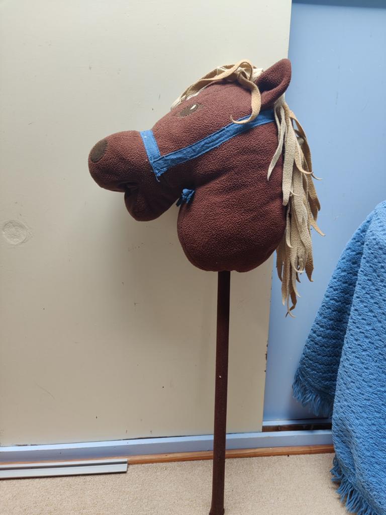 Hobbyhorse / Stokpaardje - Bruin met blauw halster, Kinderen en Baby's, Speelgoed | Overig, Ophalen of Verzenden, Gebruikt, Jongen of Meisje