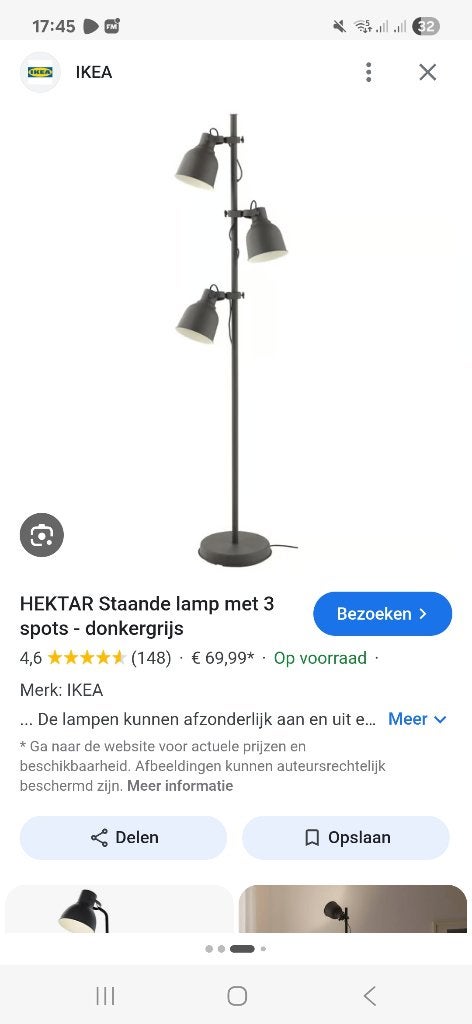 Ikea Hektar stalamp 3 spots, Ophalen, Gebruikt, 150 tot 200 cm
