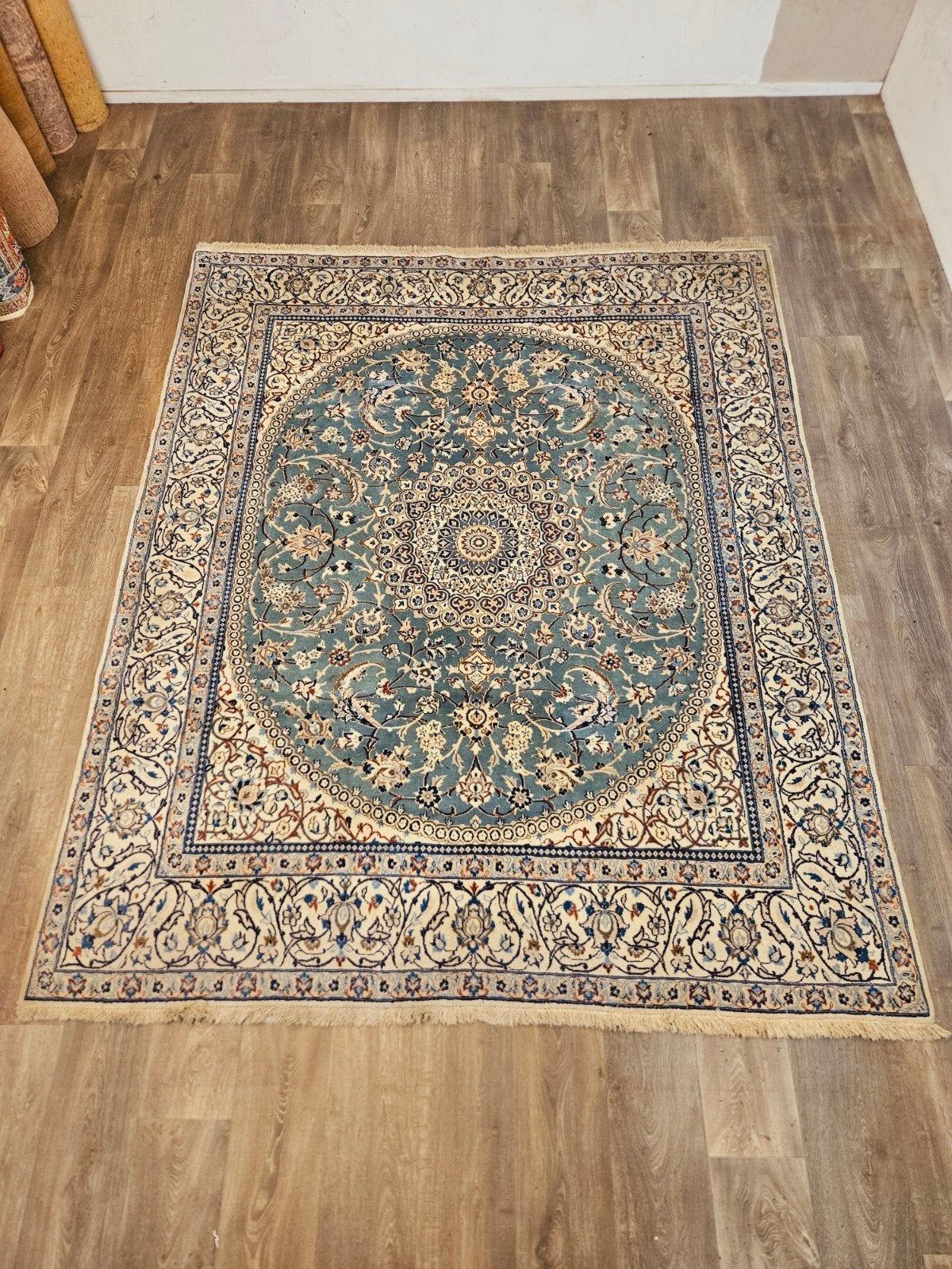 Perzisch Handgeknoopt Nain Tapijt. Prachtige kleuren., Nepal, 200 cm of meer, Ophalen of Verzenden, Zo goed als nieuw