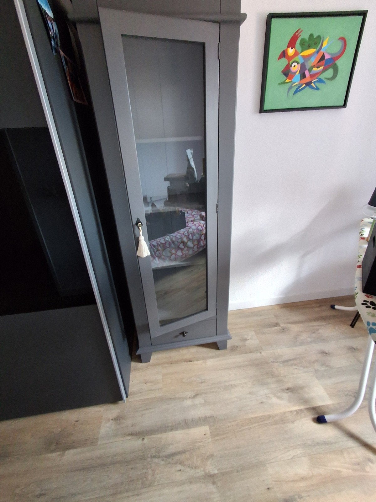 Vitrine kast met glazen deur, Antraciet geverfd, Vintage, 25 tot 50 cm, Met deur(en), 50 tot 100 cm