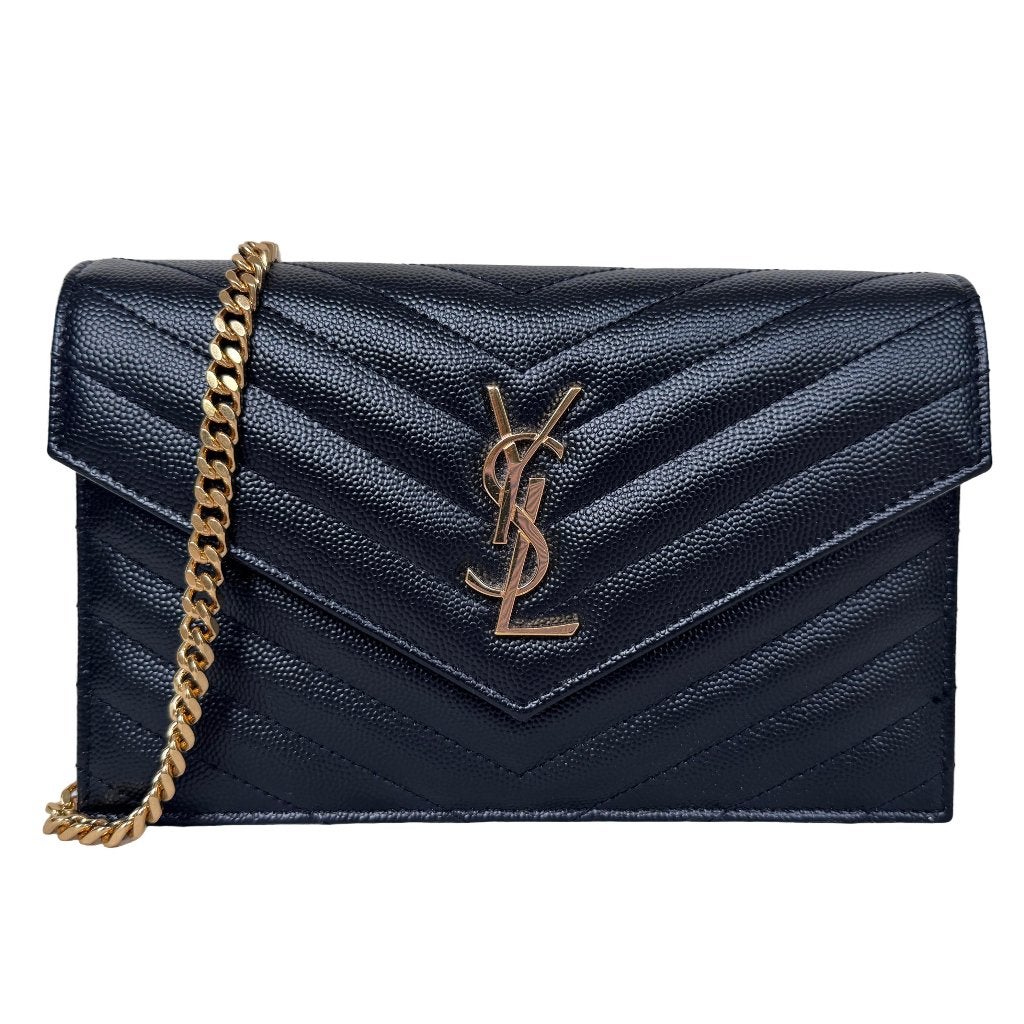 Yves Saint Laurent YSL tas cassandre envelope WOC crossbody, Verzenden, Zo goed als nieuw, Zwart, Handtas