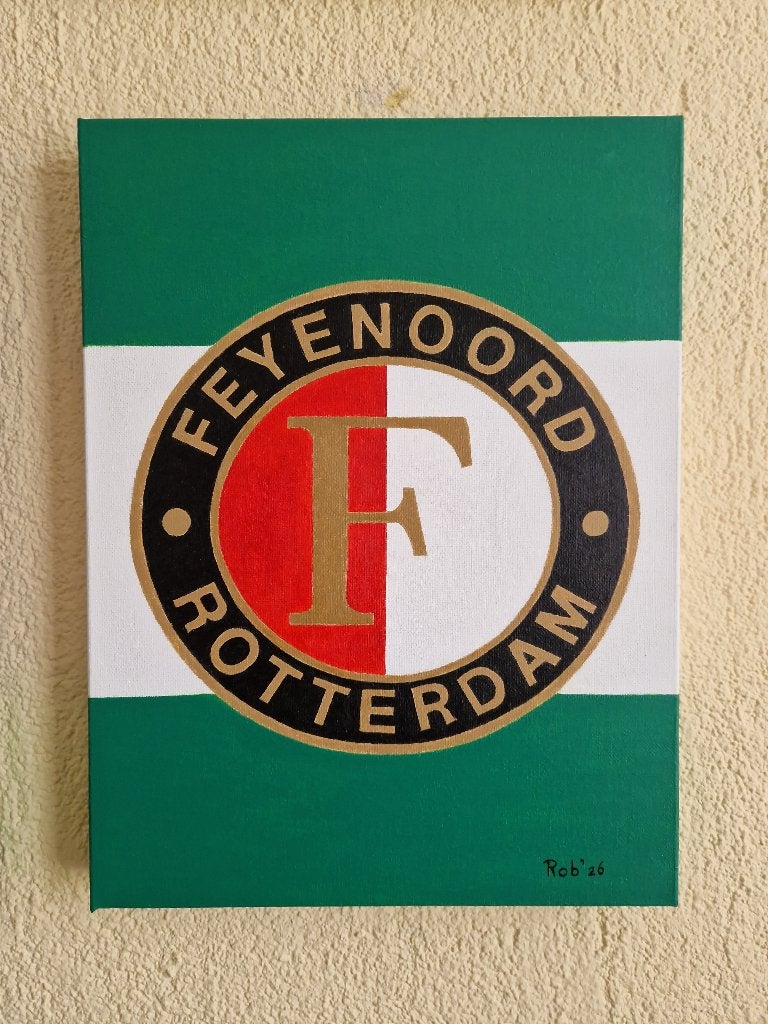 Feyenoord schilderij, zelf geschilderd op doek met acryl, Ophalen
