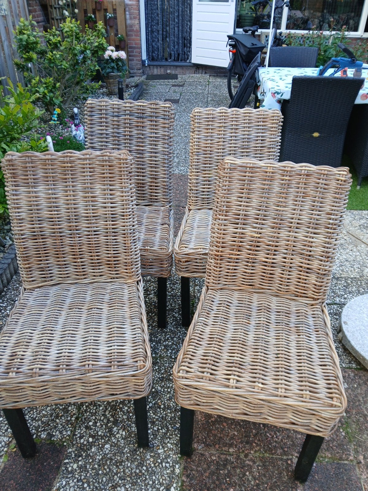 Set van 6 rotan eetstoelen, Huis en Inrichting, Stoelen, Ophalen, Gebruikt, Bruin, Vijf, Zes of meer stoelen