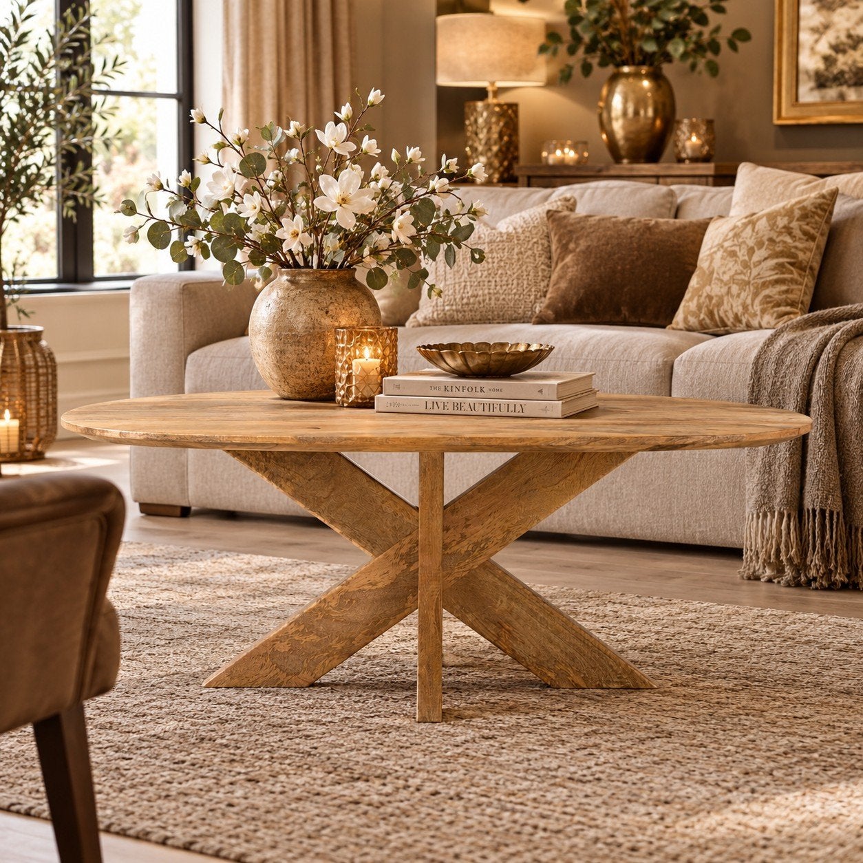 Runa Ovale Salontafel Massief Mangohout Deens Design, 100 tot 150 cm, Verzenden, Helene, 7531TJ