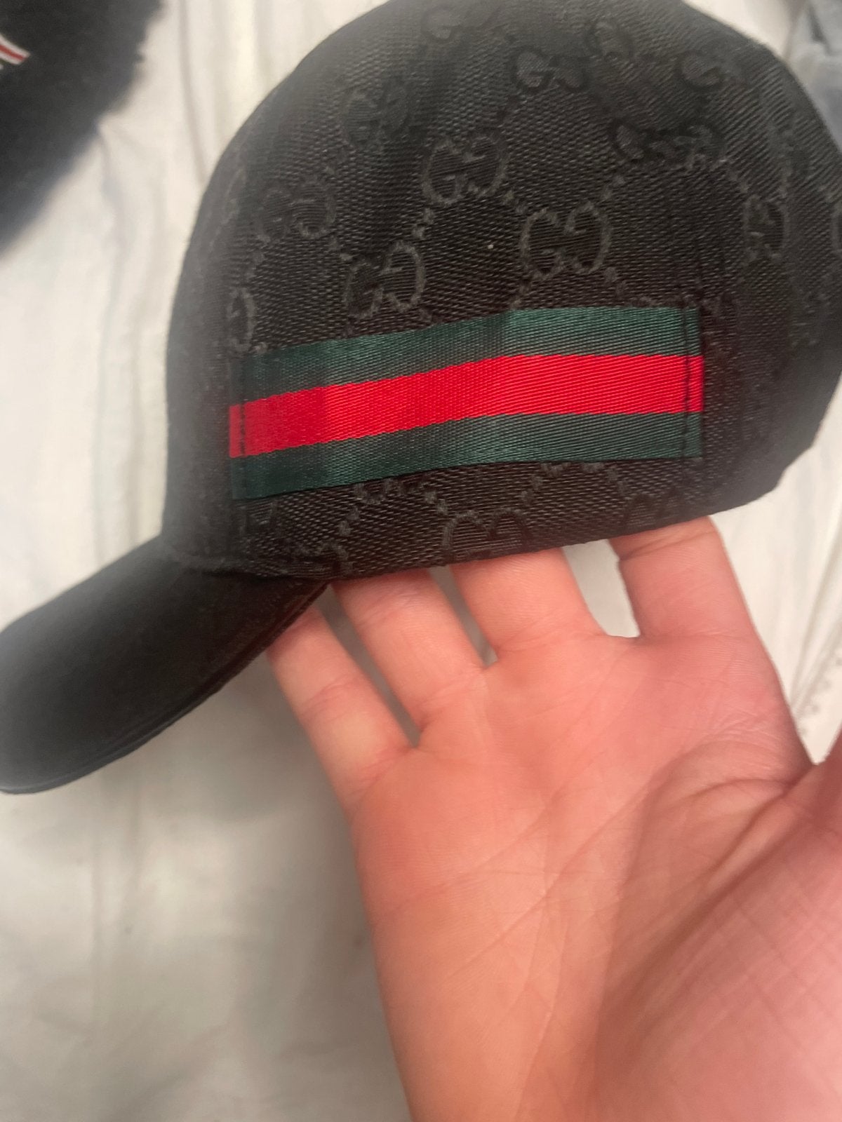 Gucci GG Canvas Baseballpet Zwart met Groen/Rode Streep, Ophalen of Verzenden, Zo goed als nieuw, One size fits all, Pet