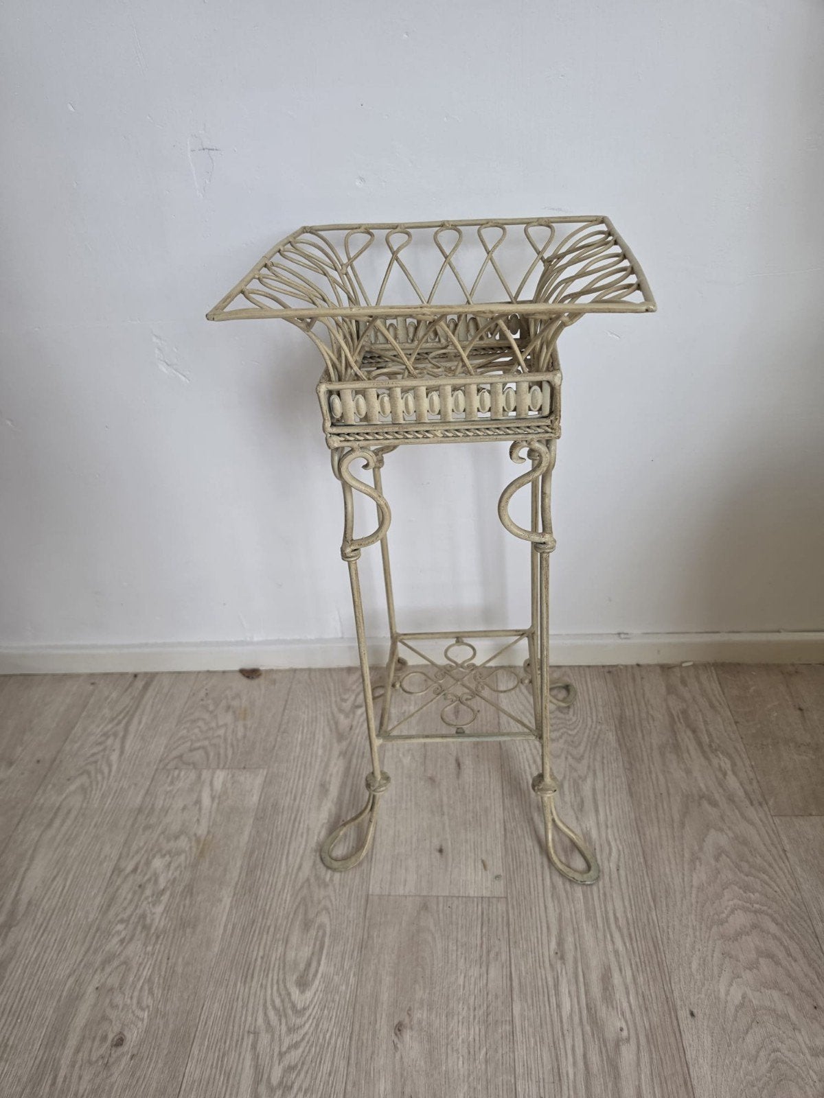 Vintage metal plantenstandaard - Crèmekleurig, Ophalen