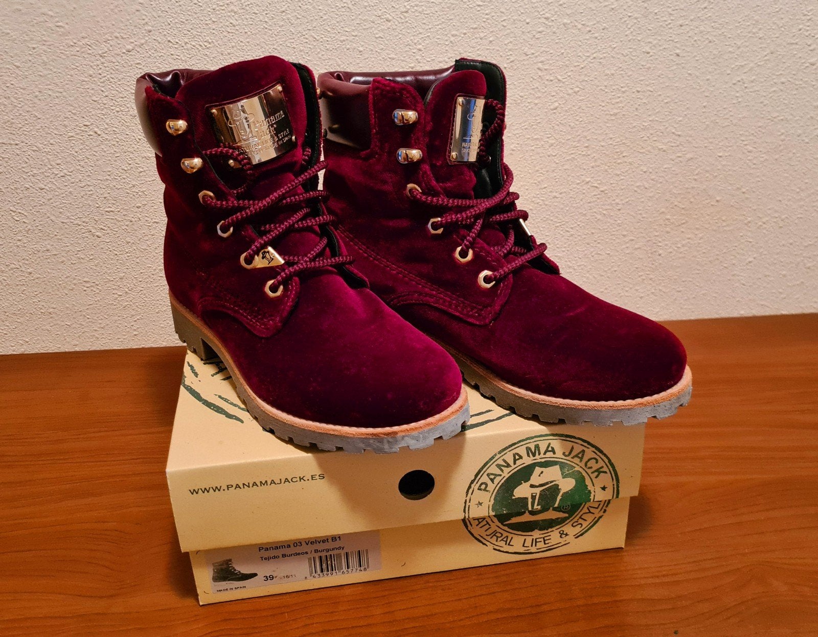Panama Jack Panama 03 Velvet B1 Burgundy Boots Maat 39, Kleding | Dames, Lage of Enkellaarzen, Ophalen of Verzenden, Zo goed als nieuw