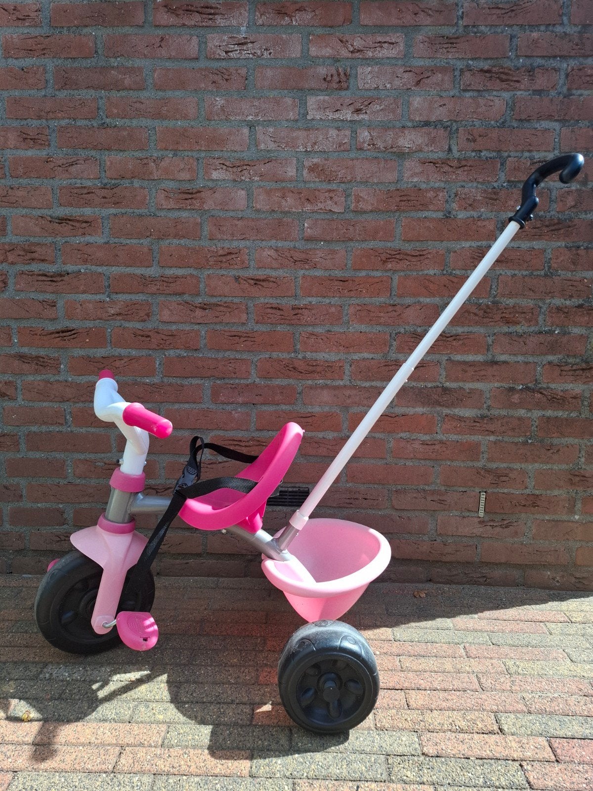 Roze driewieler met duwstang voor kinderen, Ophalen, Gebruikt, Duwstang