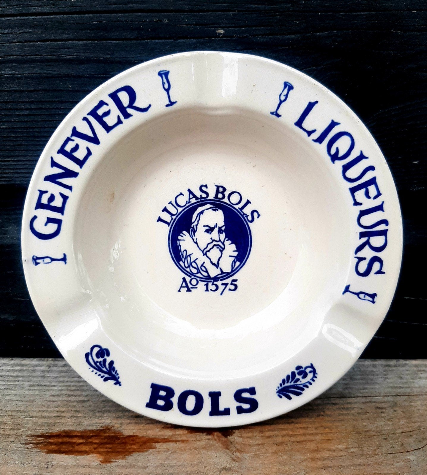 LUCAS BOLS - Genever & Liqueurs - (Delfts Blauw Asbak), Verzamelen, Ophalen of Verzenden, Zo goed als nieuw, Asbak