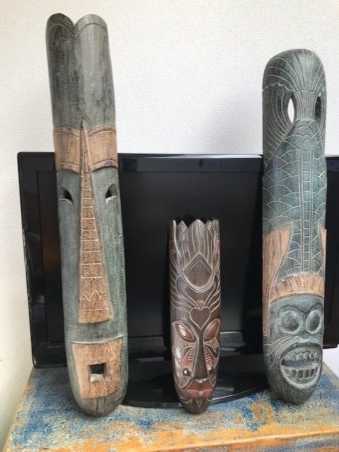 Afrikaanse houtsnijwerk masker alleen middelste te koop, Overige onderwerpen, Handgemaakt, Hout, Bruin