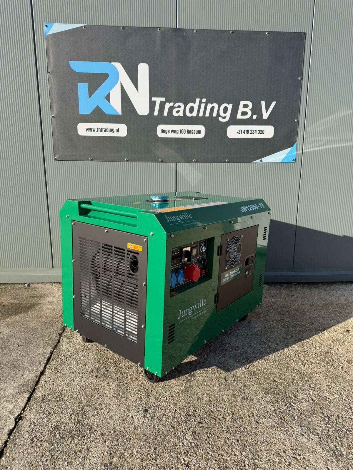 Jungwille JW12000-T3 Diesel Generator – 12 kVA – 3-fase, Ophalen, Dieselolie, Geluidgedempt, Nieuw