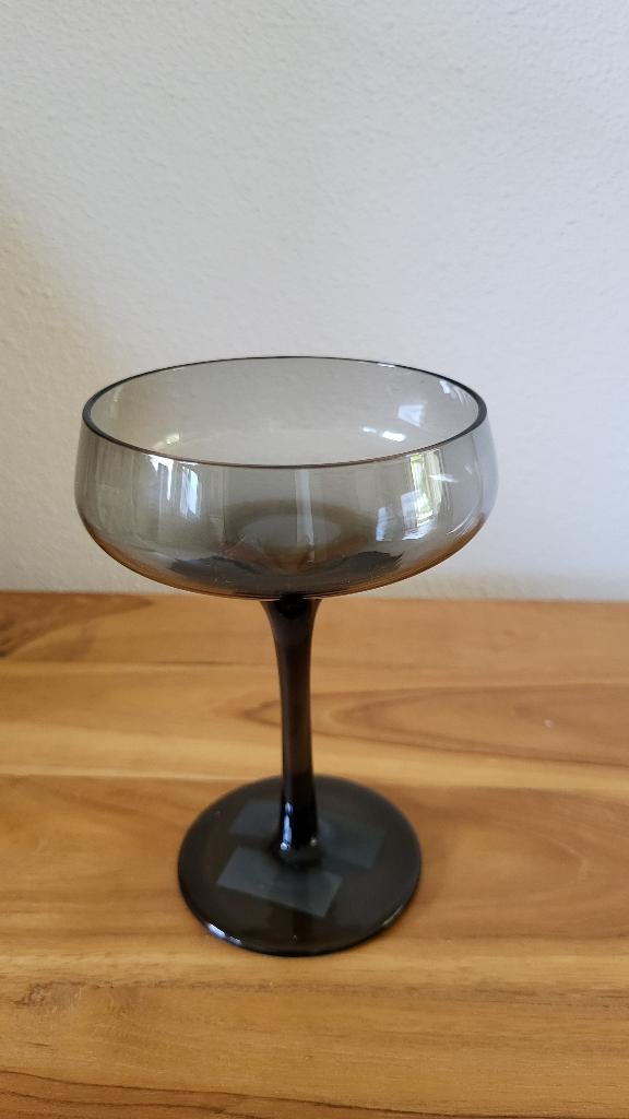 H&M Home champagne coupe / glas donkergrijs - NIEUW, Ophalen, Glas of Glazen, Nieuw, Glas