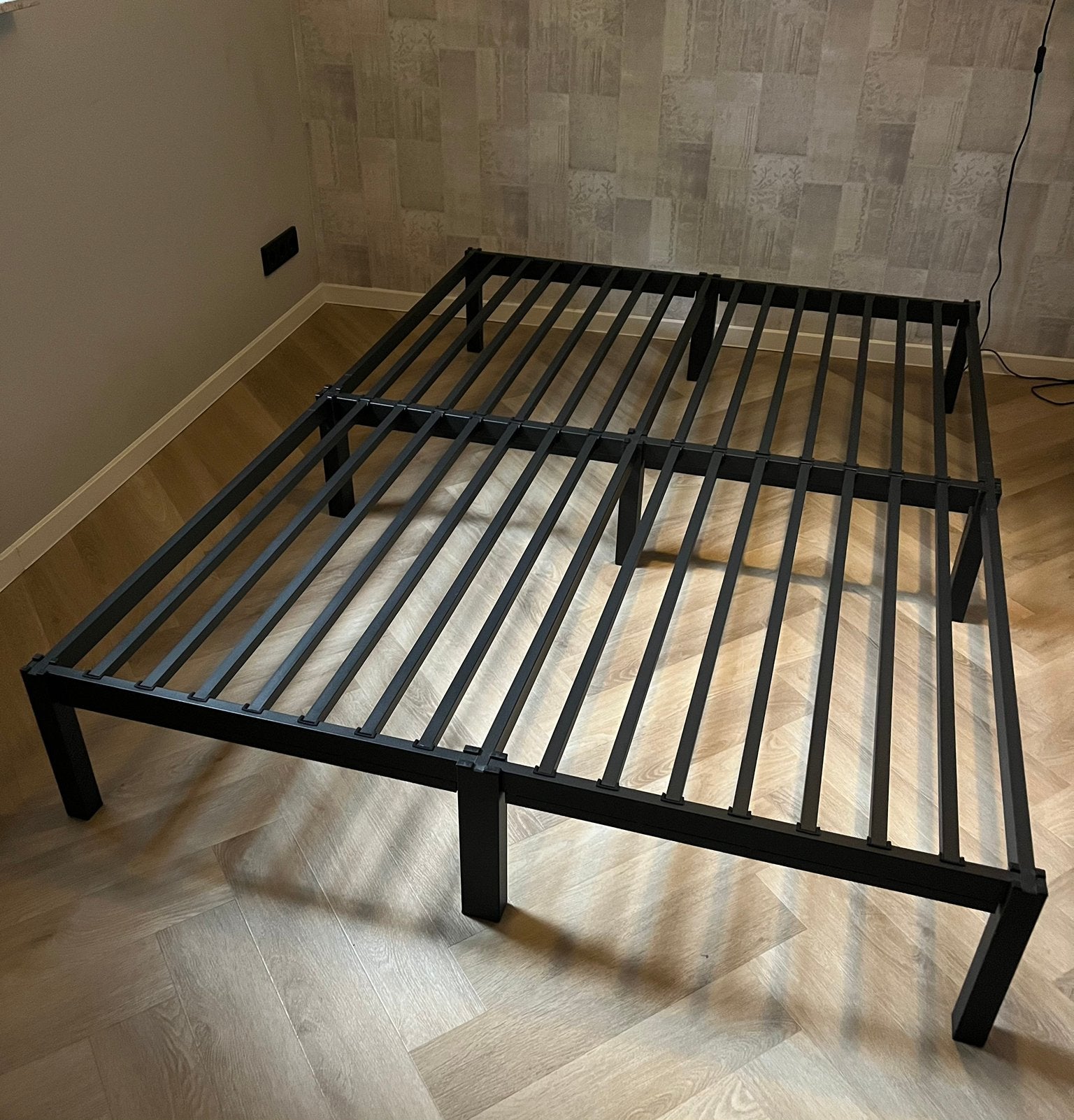 Metalen bedframe, maat 140x200, Ophalen, Zwart, Tweepersoons, 140 cm