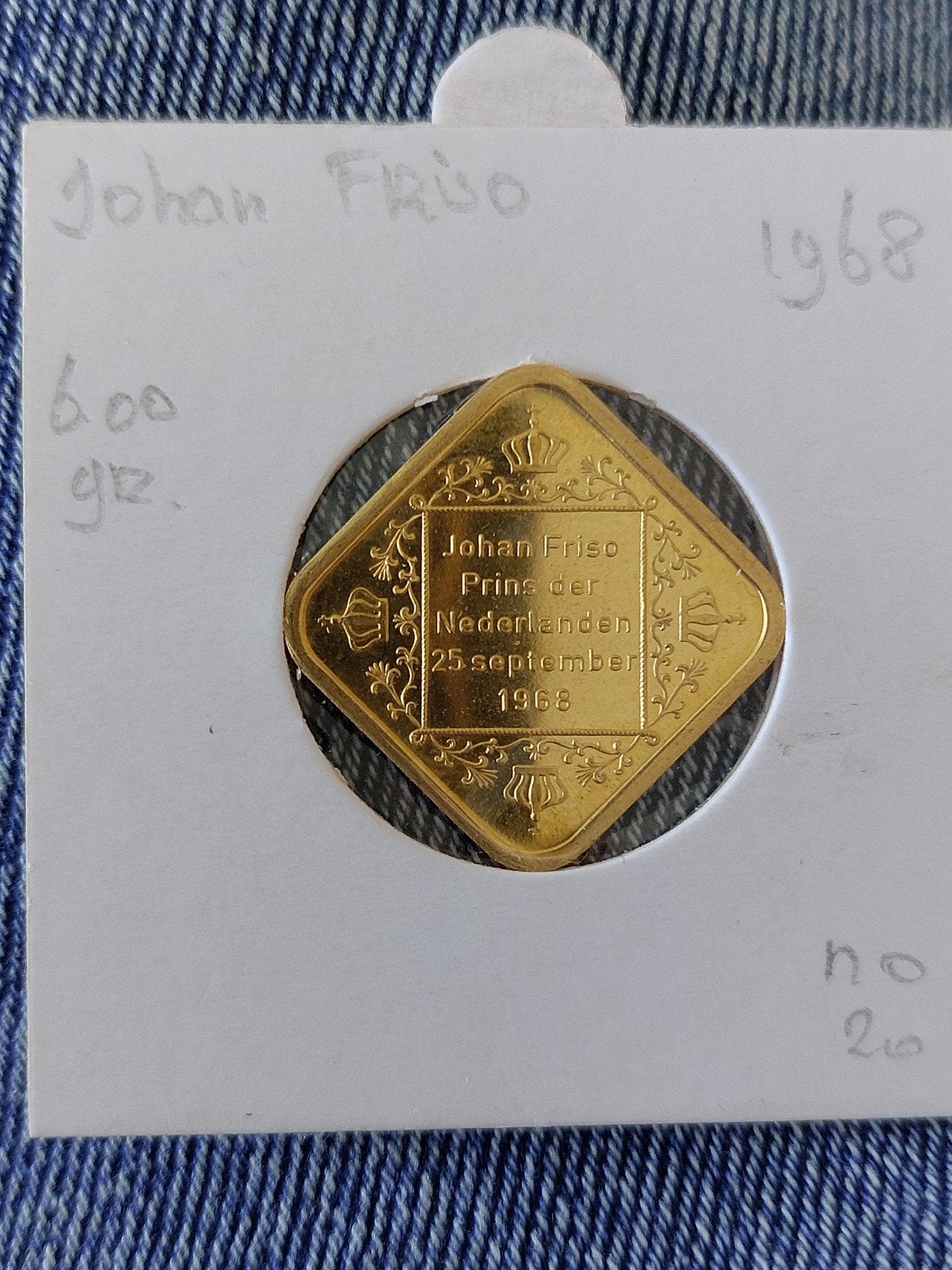 Gouden geboortepenning Prins Johan Friso 1968, Koningin Juliana, Goud, Losse munt, Overige waardes