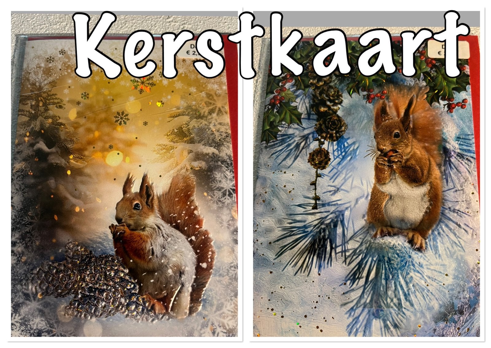 Kerstkaart met eekhoorn, Ophalen of Verzenden, Nieuw