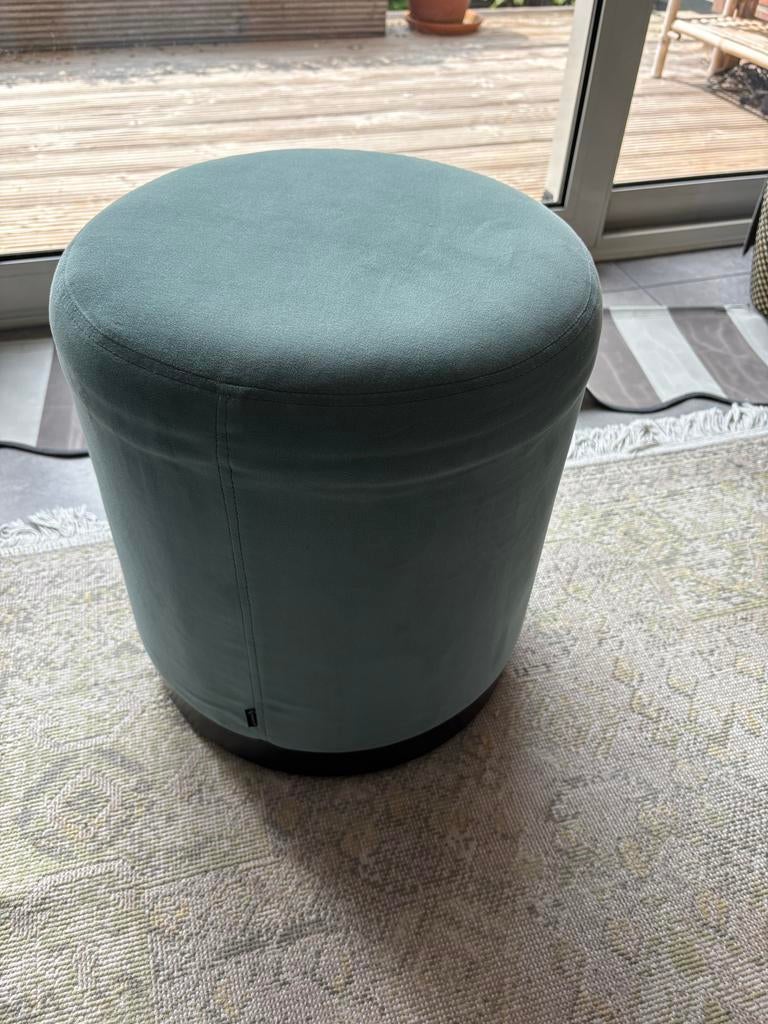 Groene poef - Past bij eetkamerstoelen, Ophalen, Minder dan 50 cm, Zo goed als nieuw, Stof