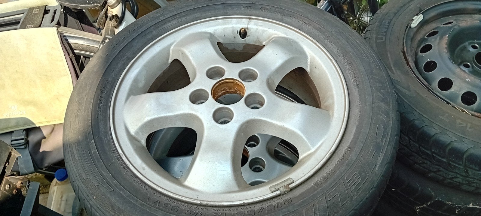Saab velgen Alu 22 16 inch met oude banden, Ophalen, 16 inch, Banden en Velgen, Personenwagen