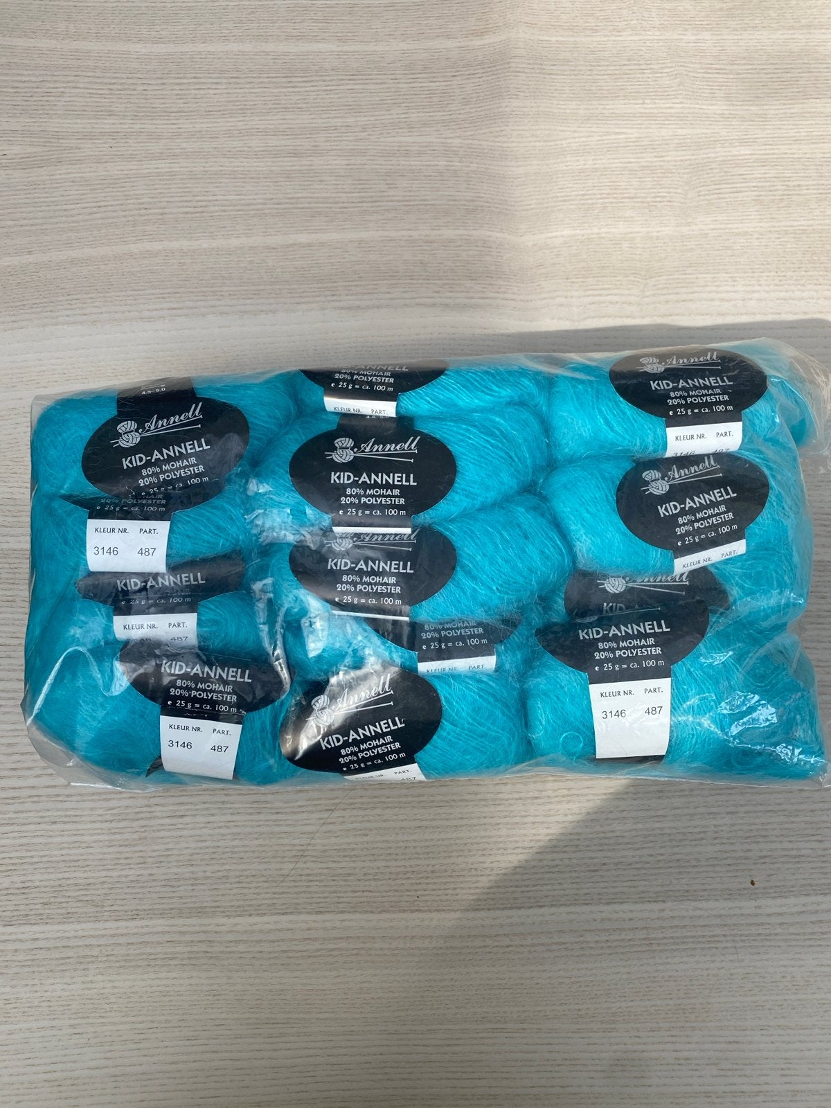 Annell Kid-Annel Mohair Garen - 14  bollen turquoise, Ophalen of Verzenden, Nieuw, Breien of Haken, Wol of Garen