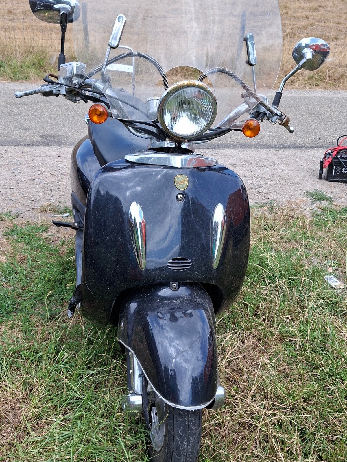 Zwarte Retro Scooter - Opknapper, Fietsen en Brommers, Scooters | Overige merken, Ophalen, Gebruikt, Maximaal 45 km/u, Eagle wing