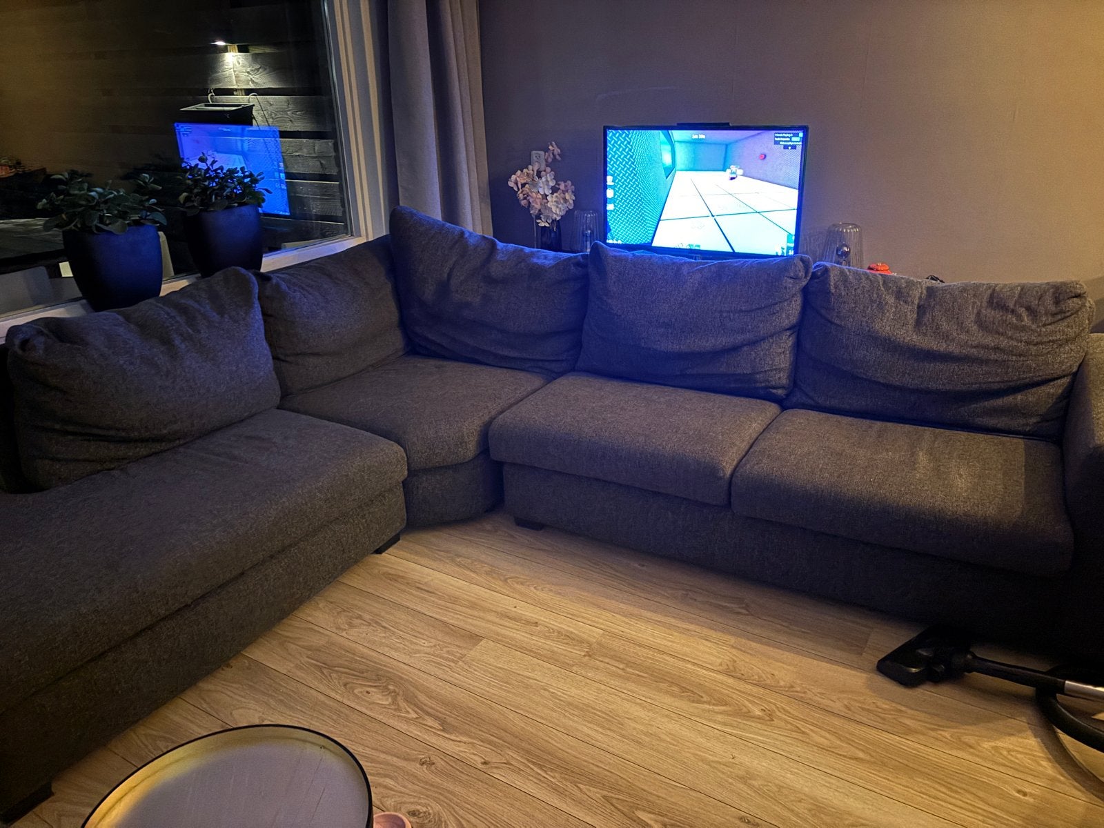 Comfortabele Hoekbank - Grijs Stof, Huis en Inrichting, Ophalen, Gebruikt, 100 tot 125 cm, Hoekbank