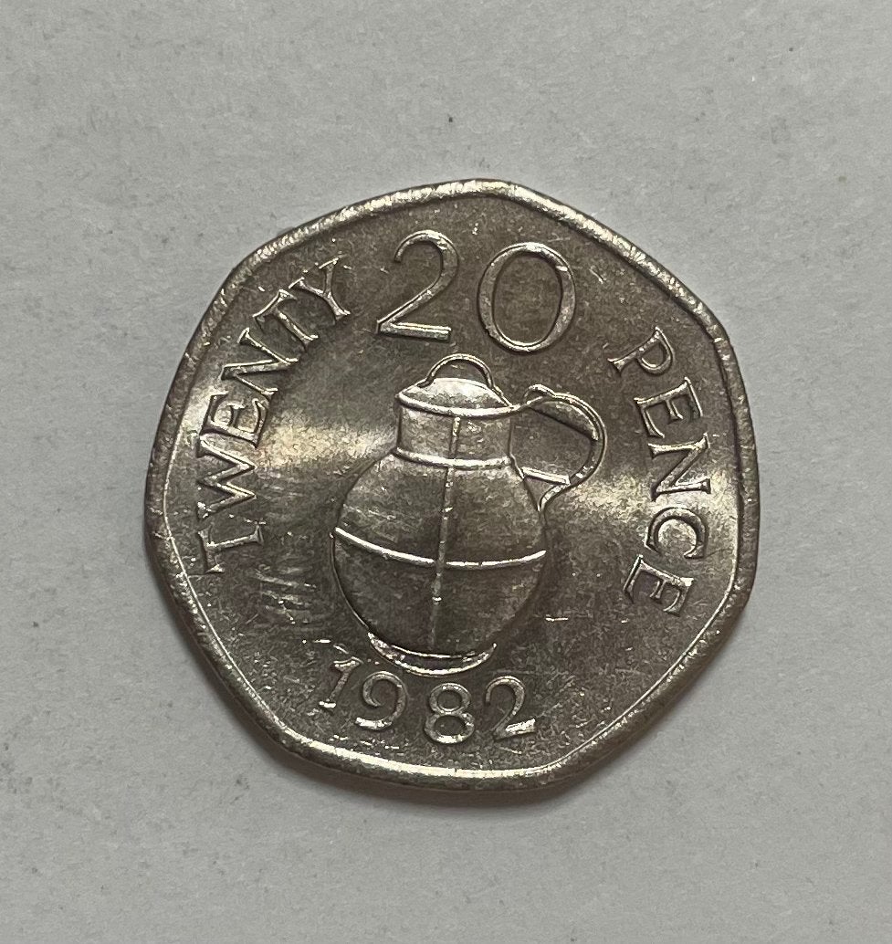 20 pence Guernsey 1982, Postzegels en Munten, Ophalen of Verzenden, Overige landen