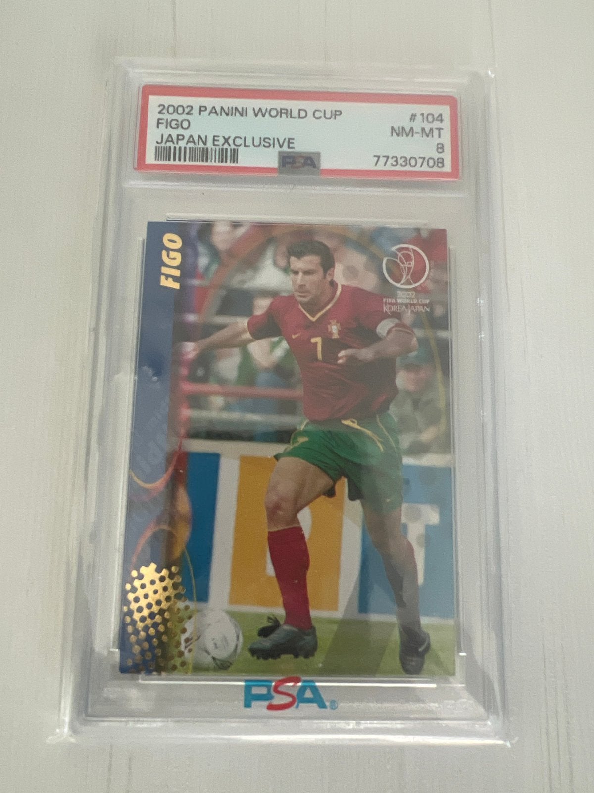 2002 Panini World Cup Figo Japan Exclusive PSA 8 ZELDZAAM‼️, Ophalen of Verzenden, Zo goed als nieuw, Buitenlandse clubs, Spelerskaart