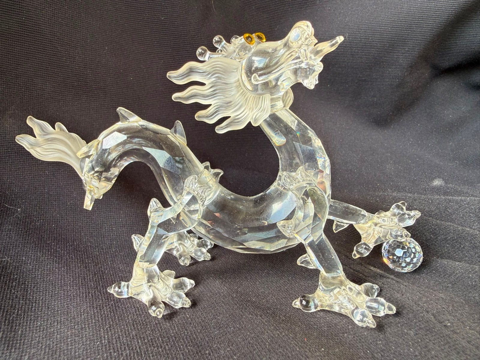 Swarovski Kristallen Draak met Gele Ogen, Antiek en Kunst, Antiek | Glas en Kristal, Ophalen of Verzenden
