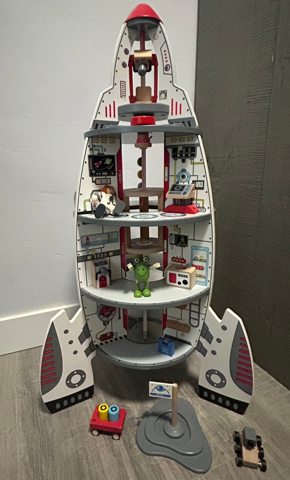 Hape houten speelgoed raket, Ophalen, Zo goed als nieuw, Overige typen