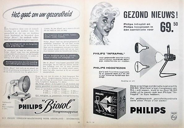 27 vintage advertenties hoogtezon 39-66 Philips Hanau zon, Ophalen of Verzenden, Gebruikt