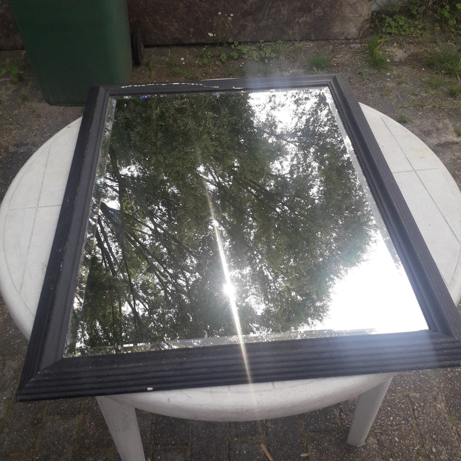 Spiegel met lijst en facet geslepen glas, Ophalen, Rechthoekig, Minder dan 100 cm