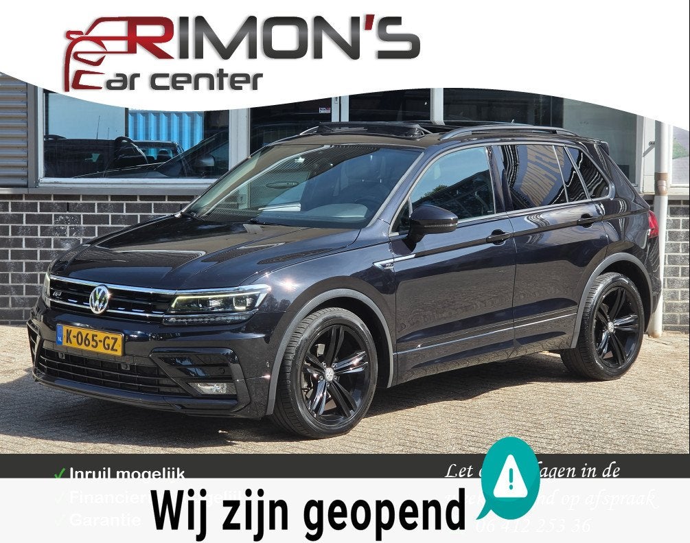 Volkswagen Tiguan 2.0 TDI Automaat 2X R-Line Leder Pano Came, Auto's, Gebruikt, Euro 6, 4 cilinders, Zwart