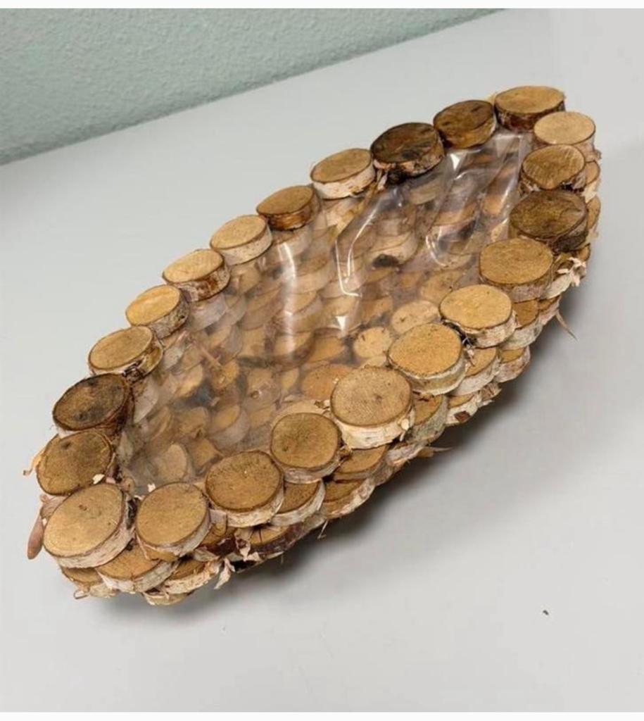 Handgemaakte Houten Plantenbak Rustieke Boomschijf – 40 cm, Minder dan 60 cm, Ophalen of Verzenden, Zo goed als nieuw, H