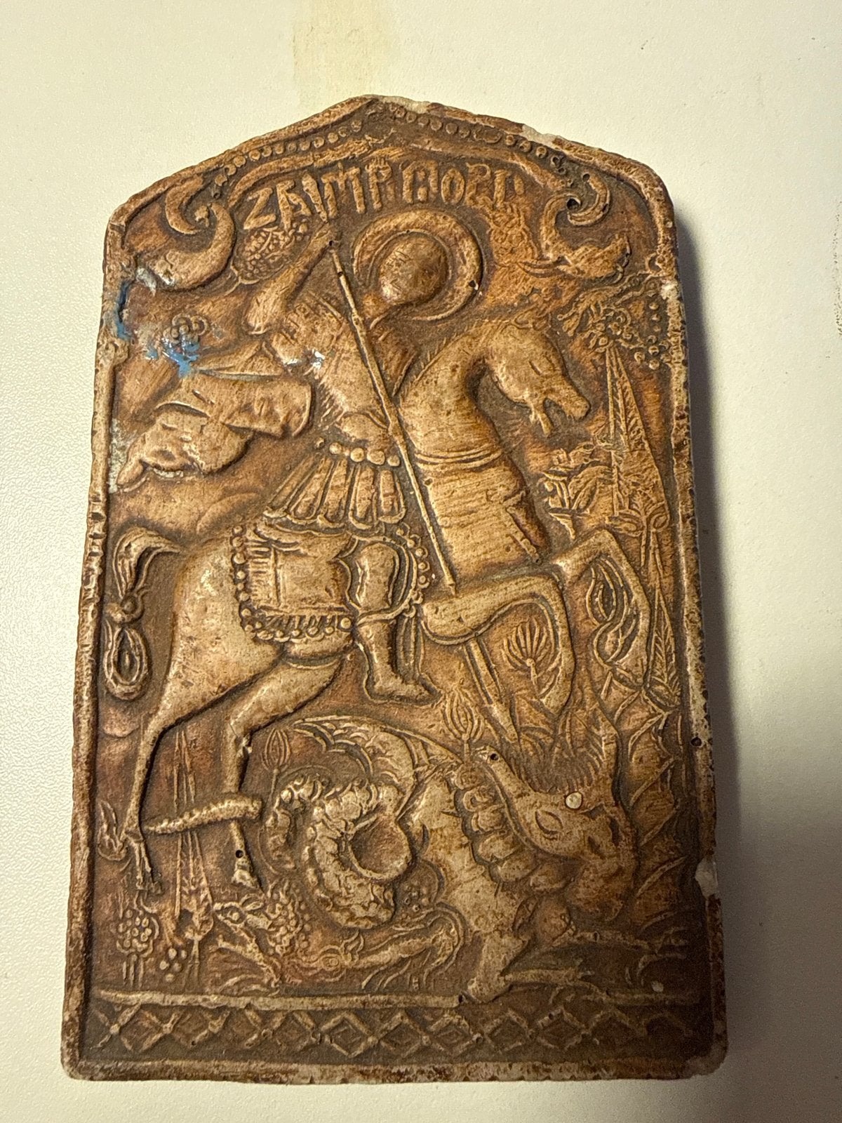 Antieke icoon Sint Joris en de Draak, Ophalen of Verzenden