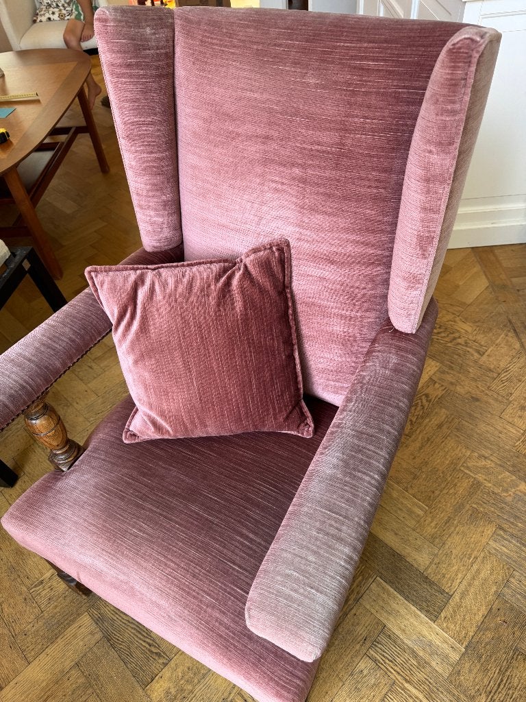 Klassieke engelse stoel fauteuil met kussen moet weg!, Ophalen, Gebruikt, 75 tot 100 cm, Stof