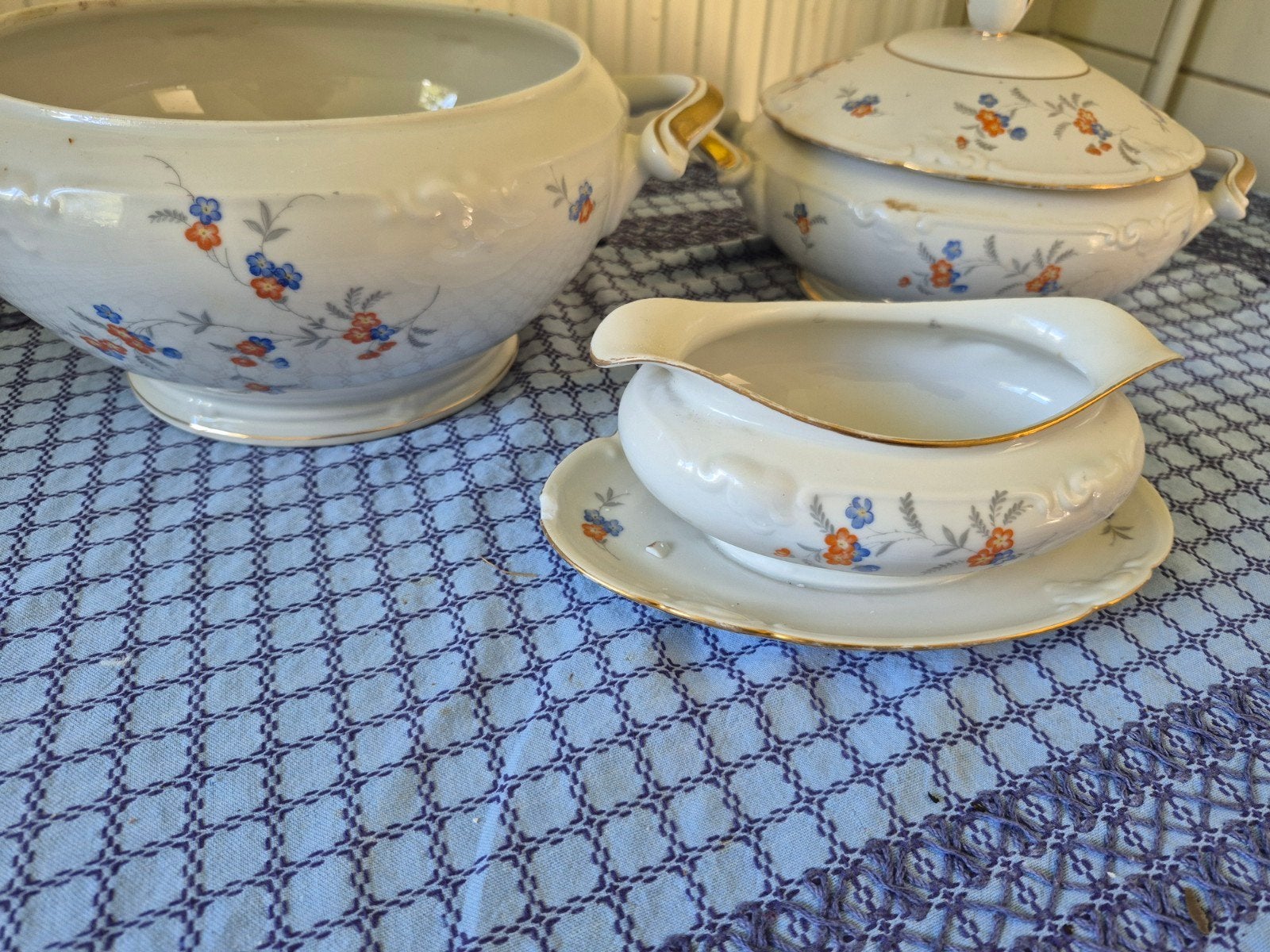 Antiek Rieber Bavaria servies - Terrine, dekschaal, sauskom, Ophalen of Verzenden