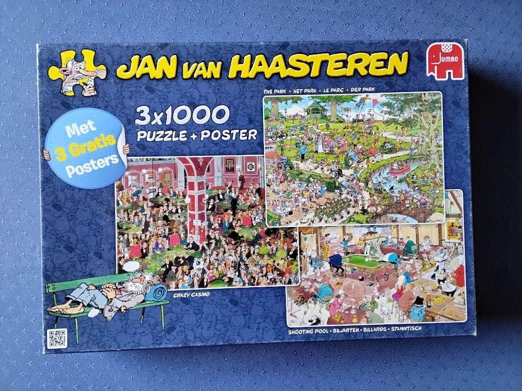 Jan van Haasteren puzzel 'crazy casino, het park, biljarten', Hobby en Vrije tijd, Denksport en Puzzels, Ophalen, Meer dan 1500 stukjes