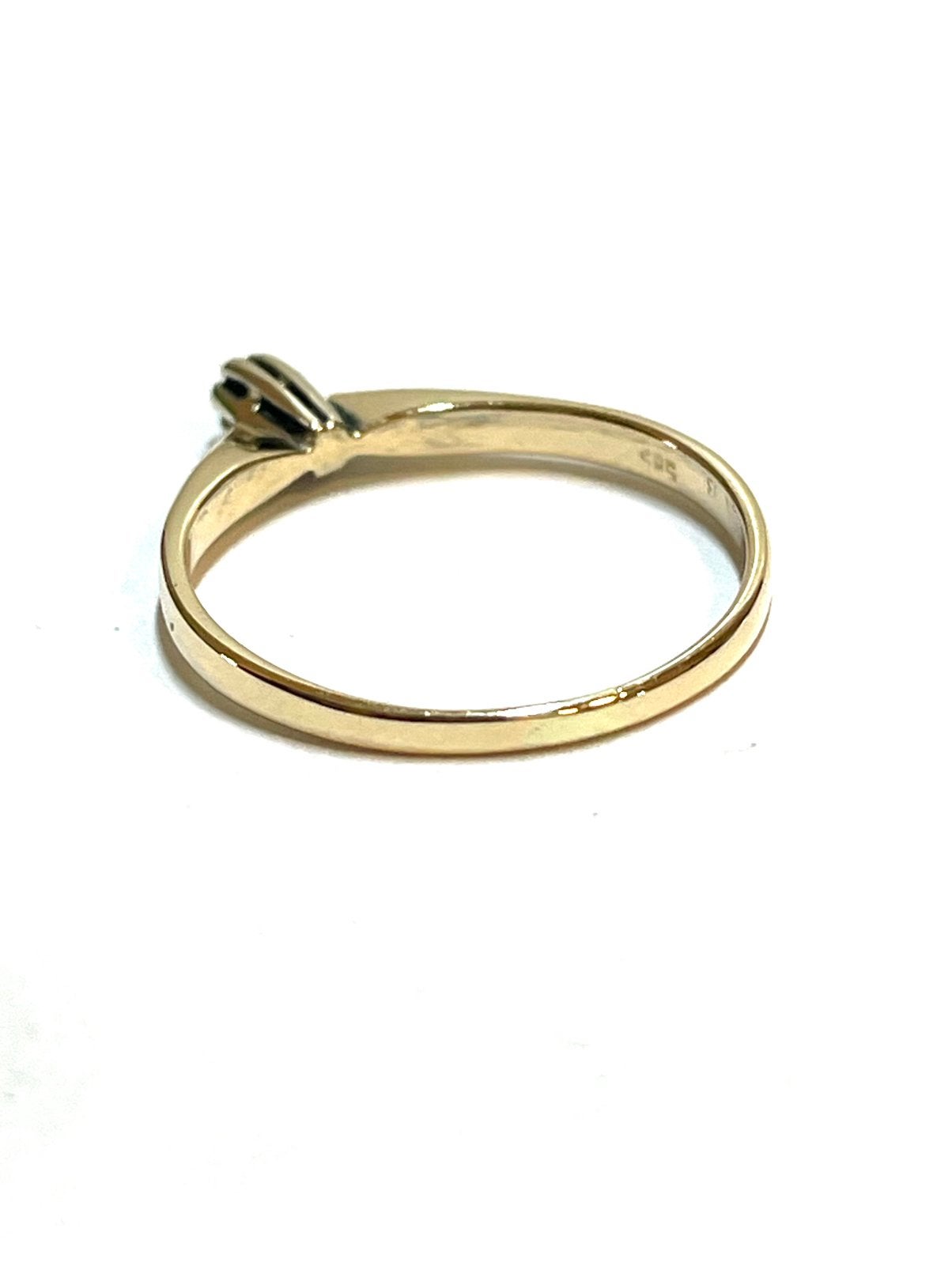 14k gouden ring met een diamant, -, -, Ophalen of Verzenden, Dame