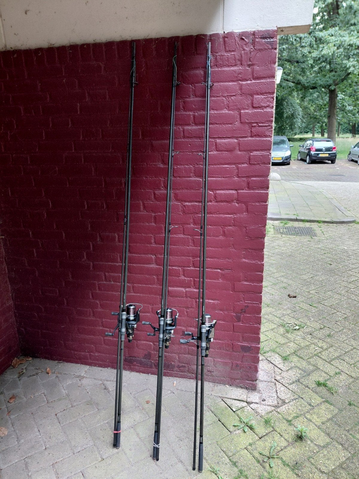 3x Complete Werphengel Set,  Molens  Foudraal Shimano Trible, Ophalen