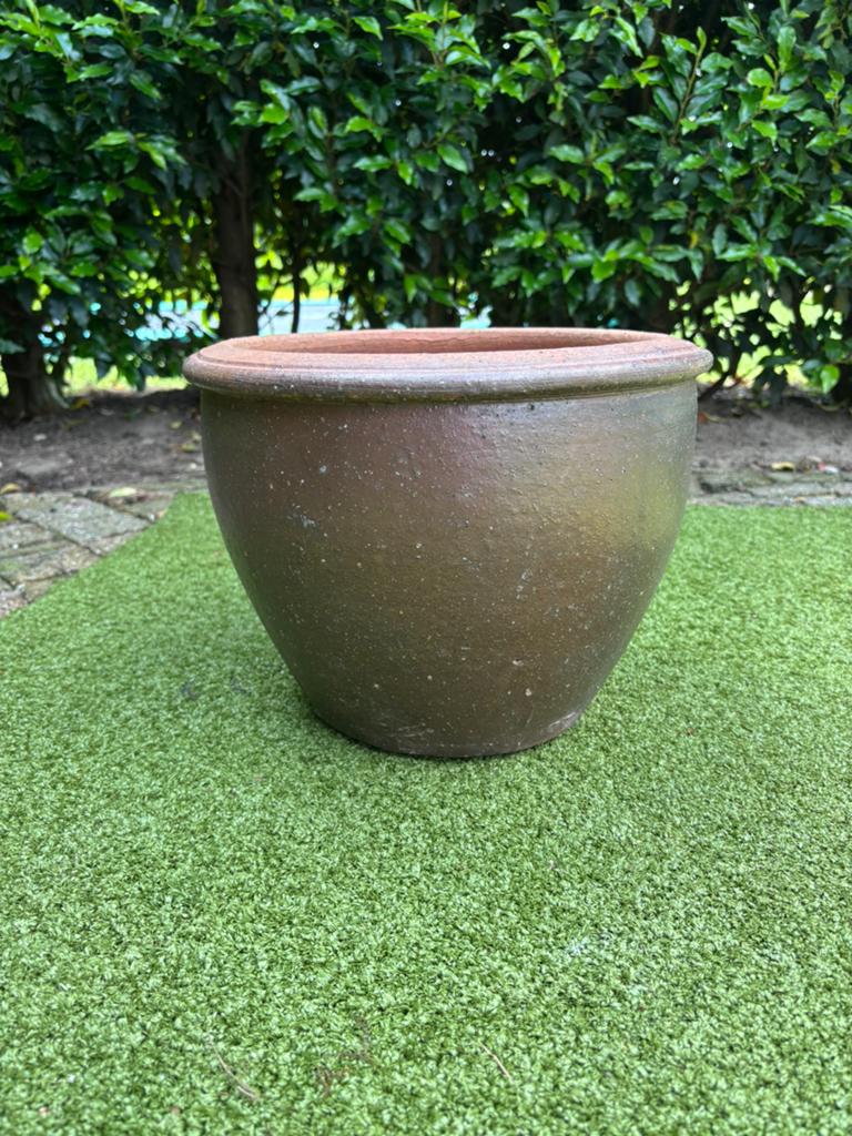 Bloempot bruin, Tuin en Terras, Bloempotten, Rond, Zo goed als nieuw, Minder dan 40 cm, Aardewerk