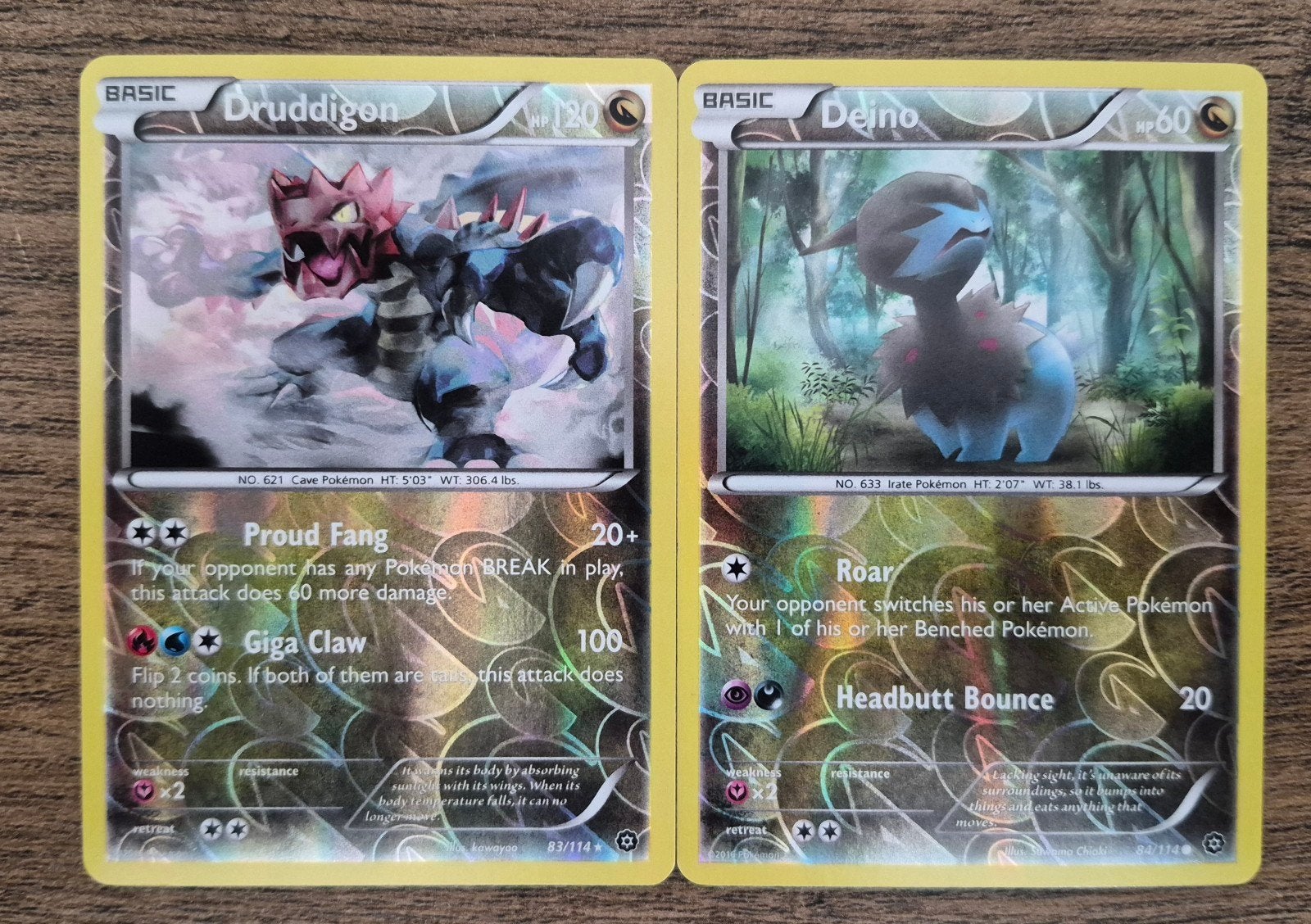 Druddigon & Deino – Reverse Holo Set (2 kaarten), Verzenden, Zo goed als nieuw