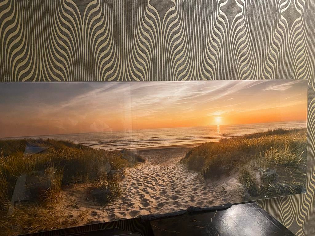 Schilderij zonsondergang strand, Ophalen, Gebruikt, 50 tot 75 cm, Schilderij