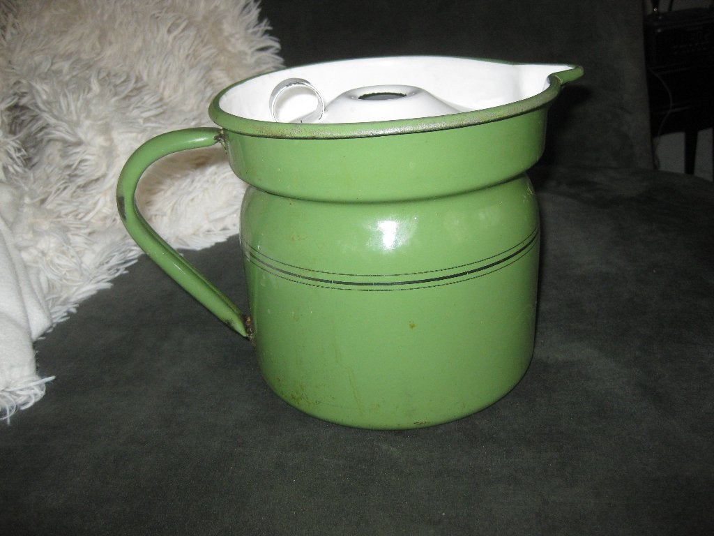 antieke groene melkkan waar vroeger losse melk kocht, Gebruikt, Overige merken, Overige typen, Ophalen of Verzenden