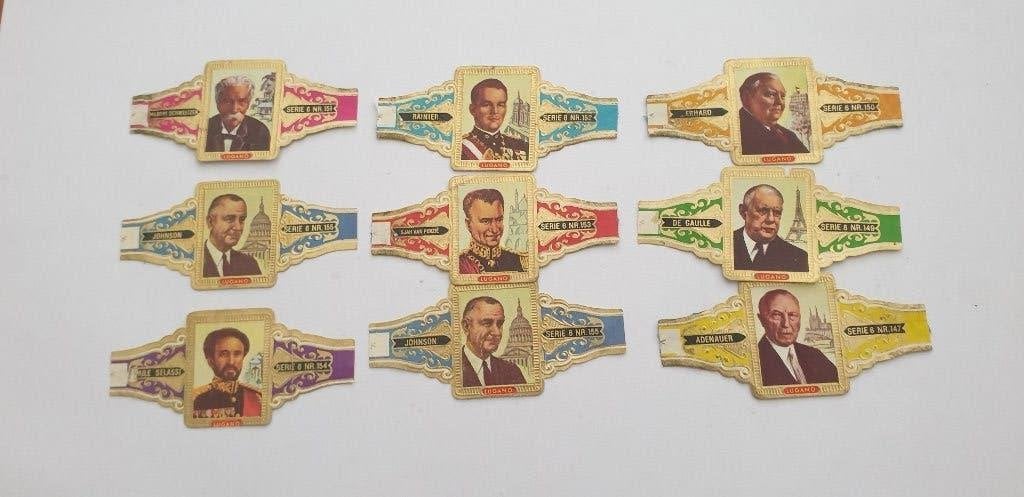 3378 diverse lugano serie 6 beroemdheden, Verzenden, Sigarenbandjes