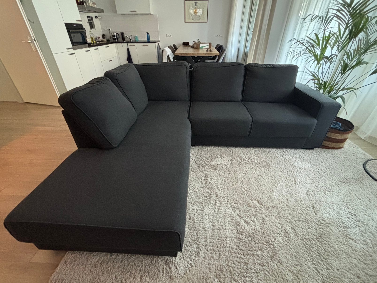 Antraciet hoekbank 240x210cm - MOET SNEL WEG, Ophalen, Gebruikt, Stof