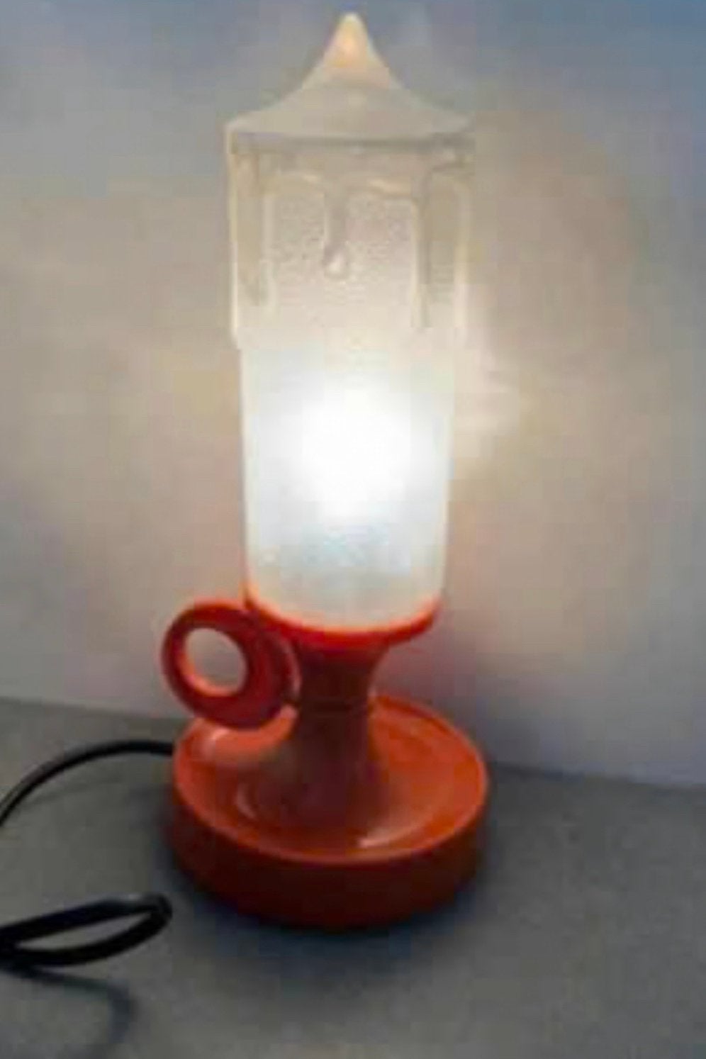 Vintage Richard Essig lamp in glas en oranje Kunststof, Vintage, Oranje, Ophalen of Verzenden, Zo goed als nieuw