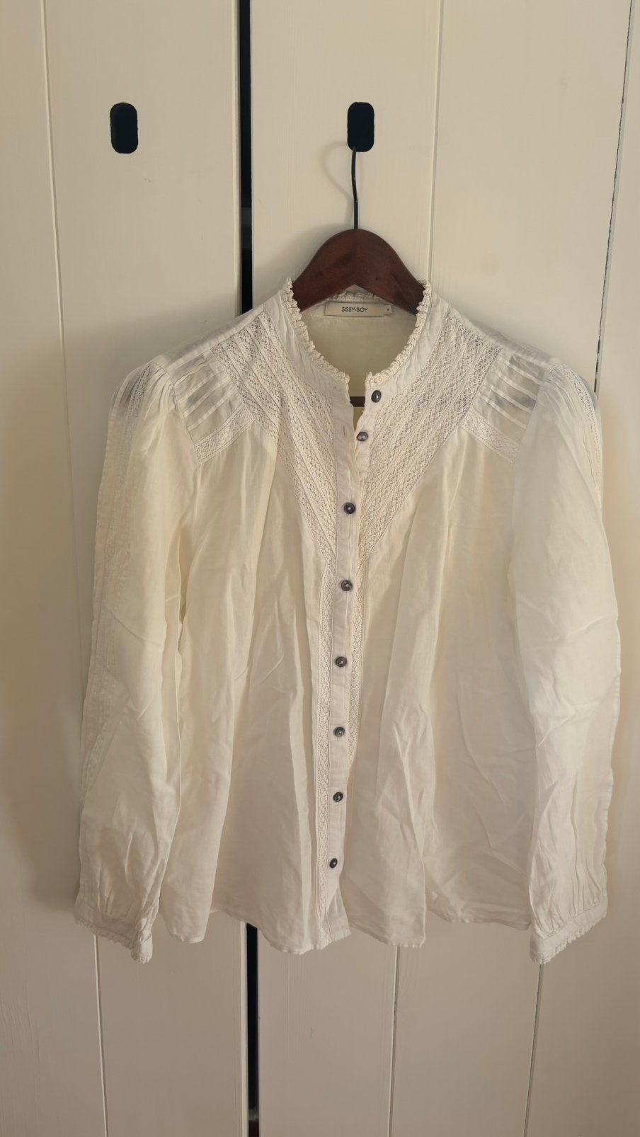 Sissyboy witte victoriaanse blouse romantische broderie, Verzenden, Gedragen, Maat 38/40 (M), Wit