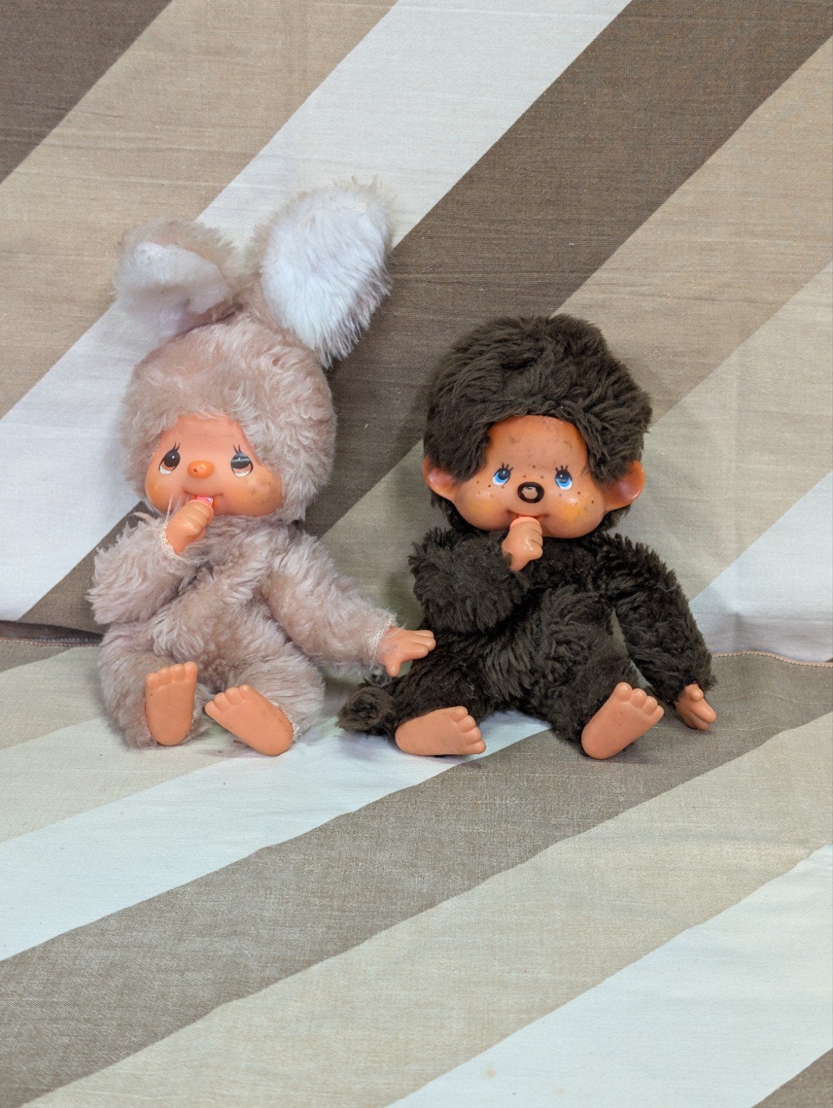 Vintage Sekiguchi Monchhichi poppen (1974) - set van 2, Ophalen of Verzenden, Gebruikt, Overige typen