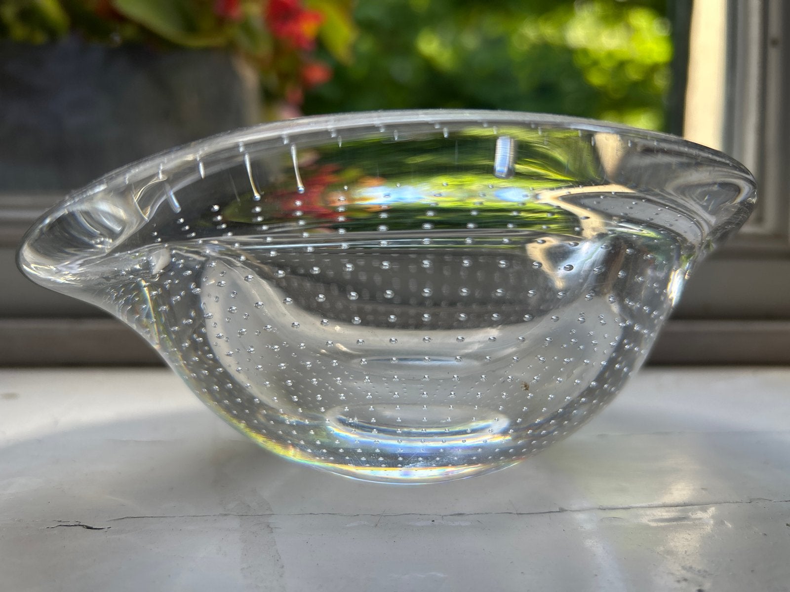 Vintage Glazen Schaal met Luchtbellen - Decoratief, Antiek en Kunst, Antiek | Glas en Kristal, Ophalen of Verzenden