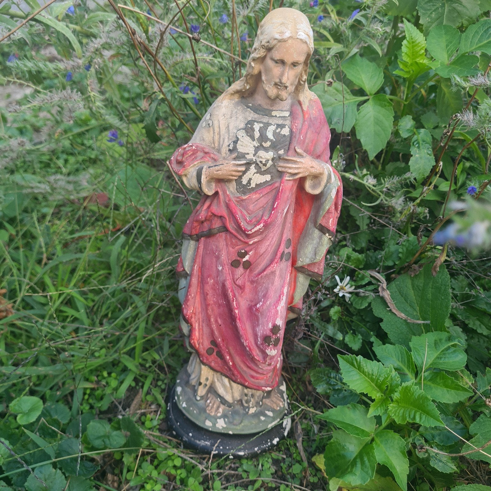 Vintage Jezus beeld - Heilig Hart - Tuinbeeld, Antiek en Kunst, Ophalen