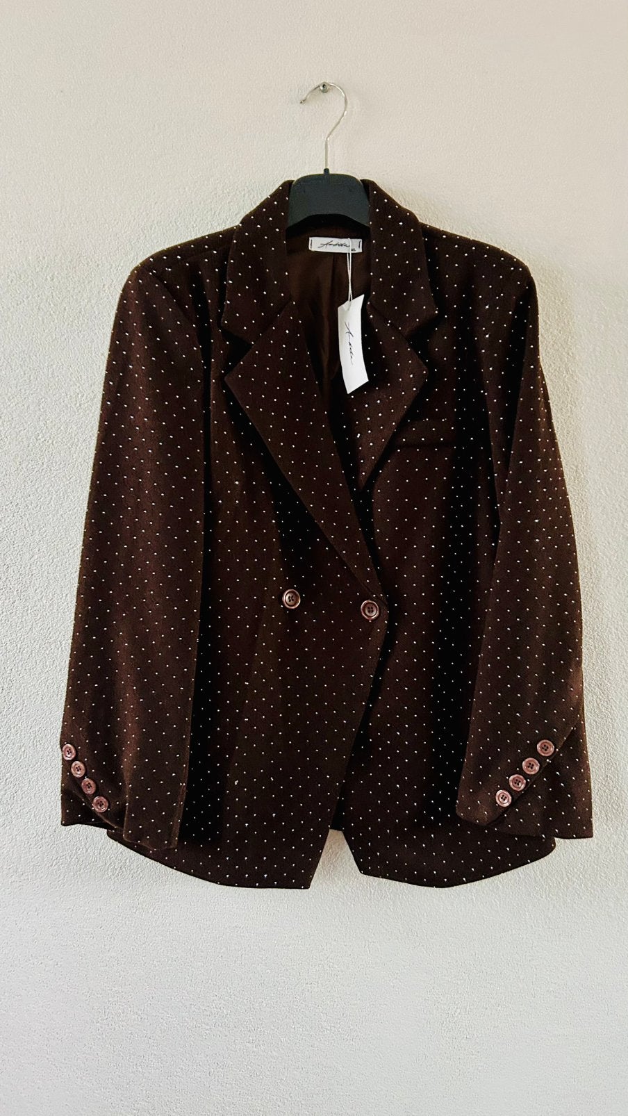 Choco bruine blazer met strass-steentjes Ambika, Maat 38/40 (M), Bruin, Nieuw, Ophalen of Verzenden